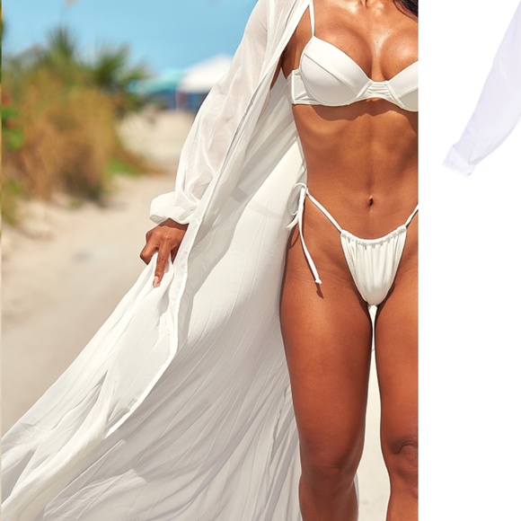 Black/white maxi belted beach kimono - Picture 9 of 14